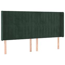 Foto van Vidaxl hoofdbord met randen 203x16x118/128 cm fluweel donkergroen