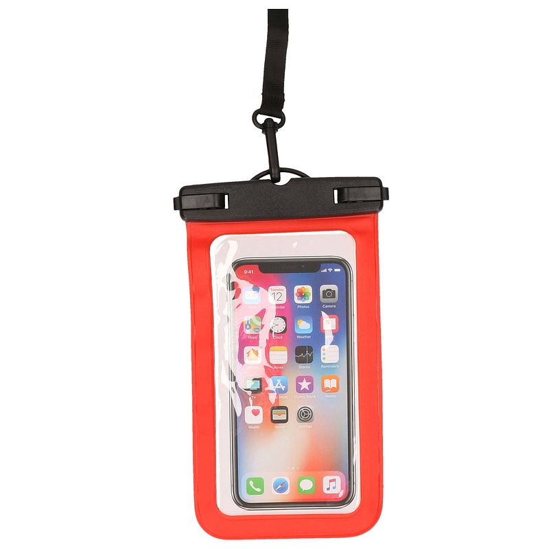 Foto van Bellatio design waterdicht telefoonhoesje voor alle telefoons tot 6 inch rood - telefoonhoesjes