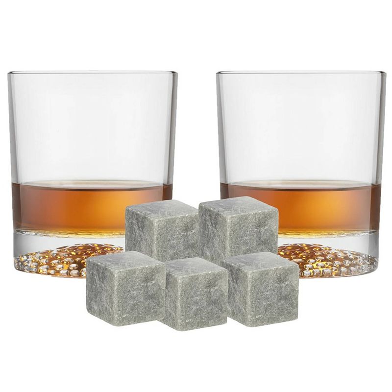 Foto van Royal leerdam whiskyglazen - set 4x stuks 290 ml - 9x whisky ijsblokstenen - whiskeyglazen