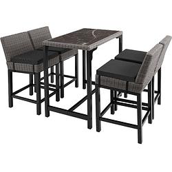 Foto van Tectake® - wicker bartafel kutina met 4 stoelen latina - grijs