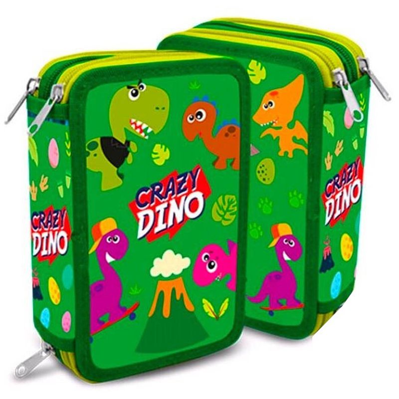 Foto van Kids licensing etui crazy dino 12 x 20 x 6 cm polyester groen