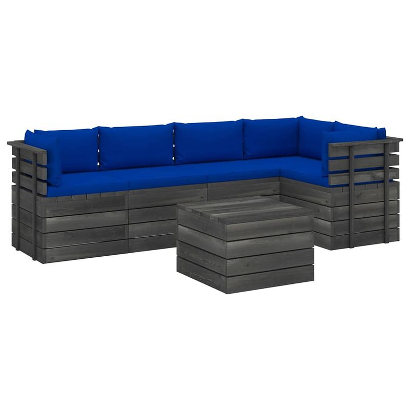 Foto van Vidaxl 6-delige loungeset met kussens pallet massief grenenhout