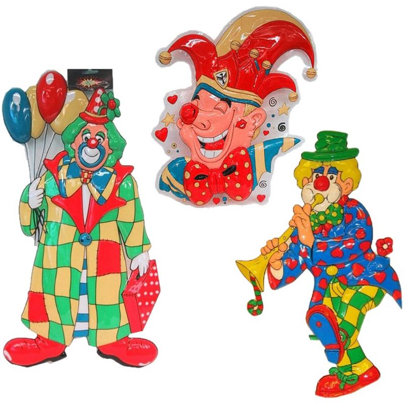 Foto van Carnaval versiering xl-pakket - 3x grote wand decoraties 60 cm - feestpakketten