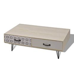 Foto van The living store salontafel retro - beige - 100 x 60 x 35 cm - 4 lades