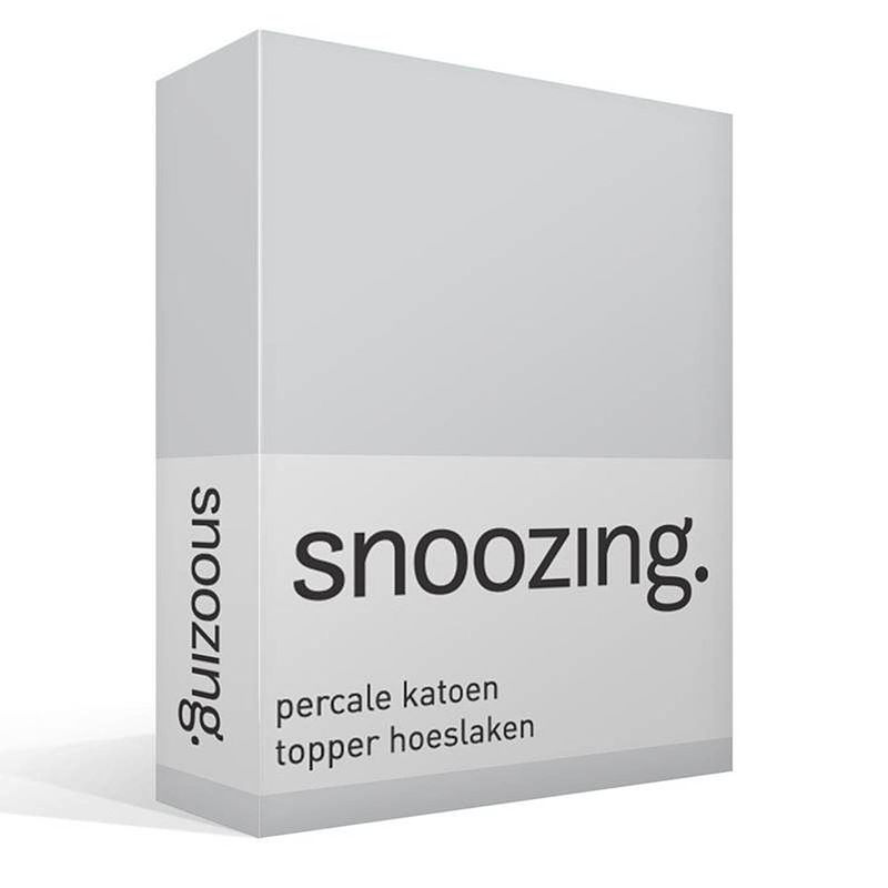 Foto van Snoozing - topper - hoeslaken - 180x220 cm - percale katoen - grijs