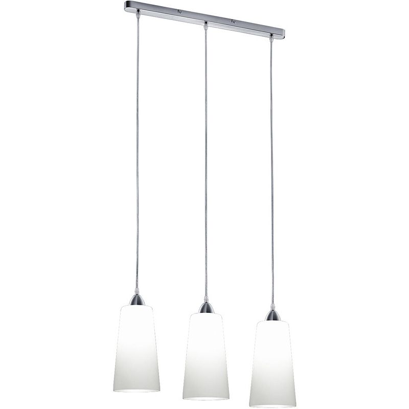 Foto van Led hanglamp - hangverlichting - trion konumo - e27 fitting - 3-lichts - rond - mat nikkel - aluminium