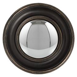 Foto van Haes deco - bolle ronde spiegel - zwart - ø 23x3 cm - polyresin - wandspiegel, spiegel rond, convex glas