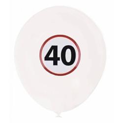 Foto van Free and easy ballonnenset 40 jaar 20 cm latex wit 6-delig