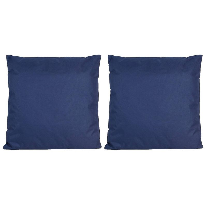 Foto van Set van 2x stuks bank/sier kussens voor binnen en buiten in de kleur donkerblauw 45 x 45 cm tuinkuss - sierkussens
