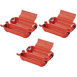 Foto van 3x stekkersafes / veiligheidsboxen stekkerverbindingen ip44 kunststof rood 21 x 8 x 8,5 cm - stekkersafe