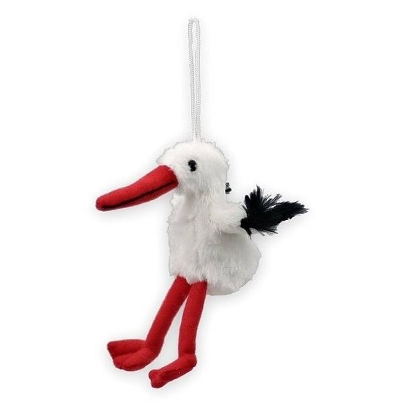 Foto van Grote sleutelhanger pluche ooievaar 11 cm - knuffel sleutelhangers