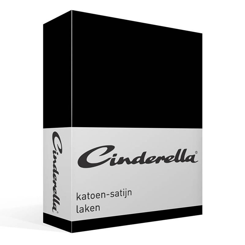 Foto van Cinderella satijn laken - 100% katoen-satijn - 1-persoons (160x270 cm) - zwart