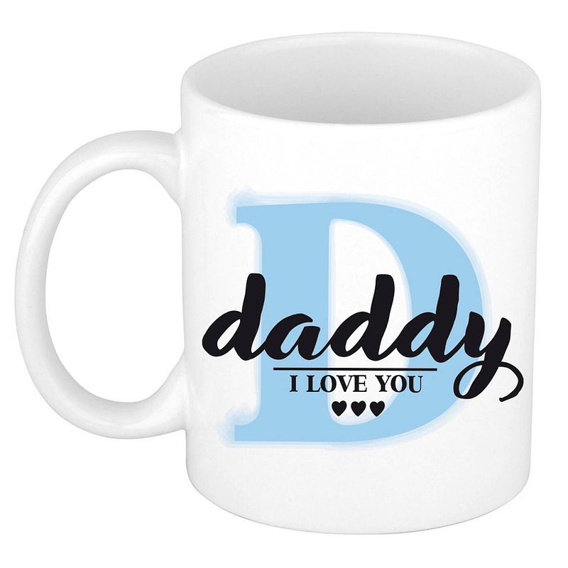 Foto van Bellatio decorations vaderdag cadeau koffiemok daddy i love you - blauw - 300 ml - feest mokken