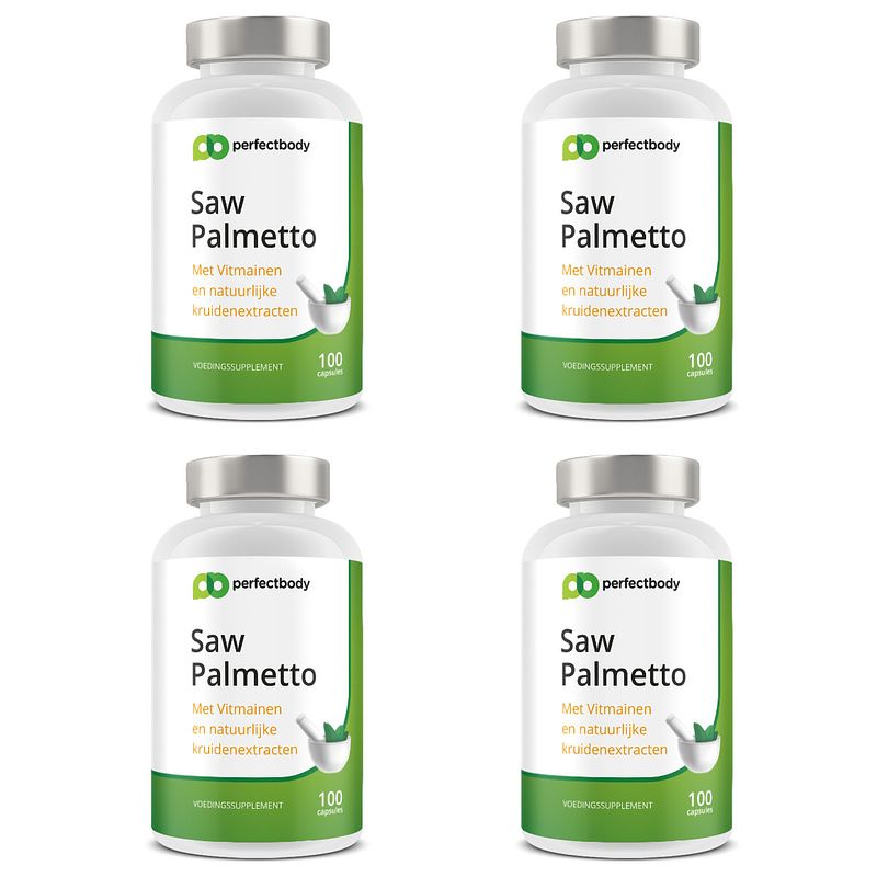 Foto van Perfectbody saw palmetto (zaagbladpalm) capsules 4-pack - 240 capsules