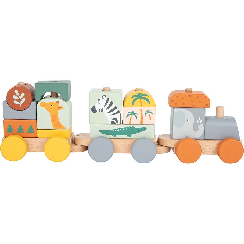 Foto van Small foot trein safari junior 12 x 7 cm hout 16-delig