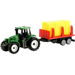 Foto van Toi-toys miniatuur tractor met aanhanger 3-delig 7 cm groen