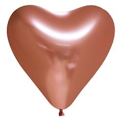 Foto van Wefiesta vormballon hart spiegelend 30 cm latex koper 6 stuks