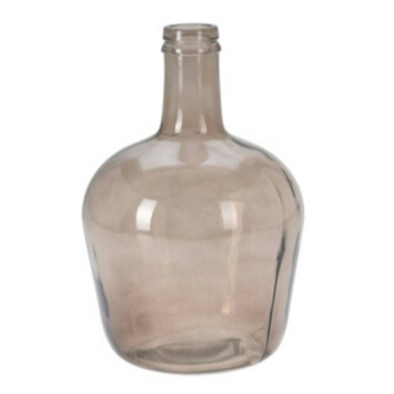 Foto van H&s collection fles bloemenvaas san remo - gerecycled glas - beige transparant - d19 x h30 cm - vazen