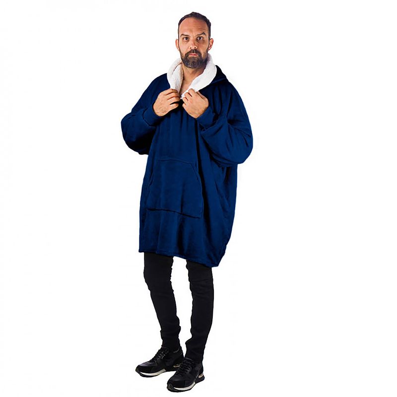 Foto van Homevero - comfort blanket - hoodie plaid - blauw