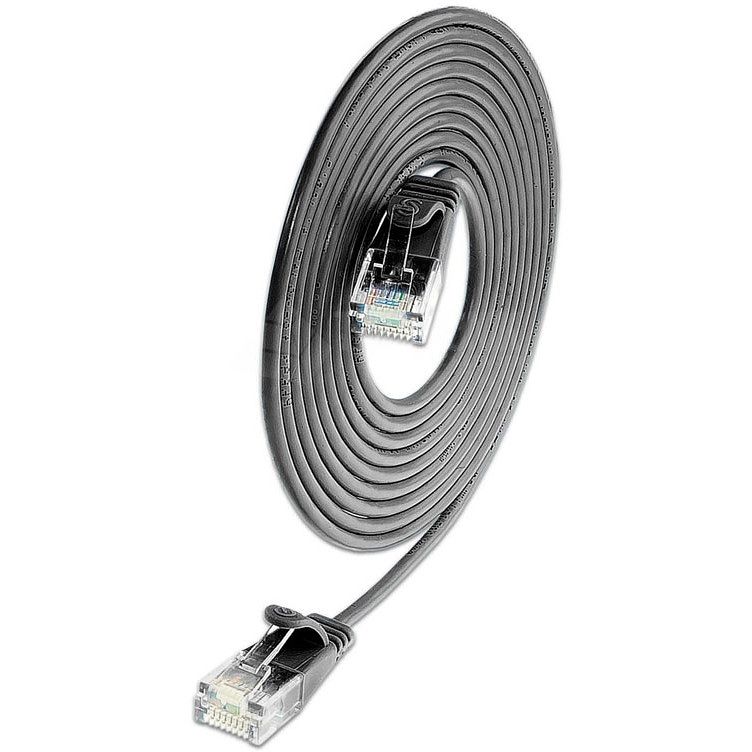 Foto van Slim sl10022 cat6 patchkabel u/utp ø 2.8mm zwart 1 m