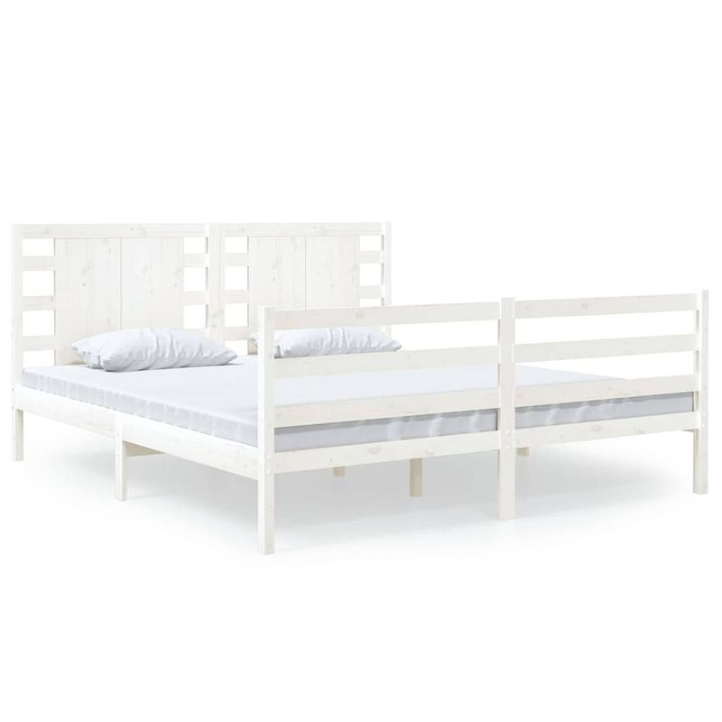 Foto van Vidaxl bedframe massief grenenhout wit 180x200 cm 6ft super king