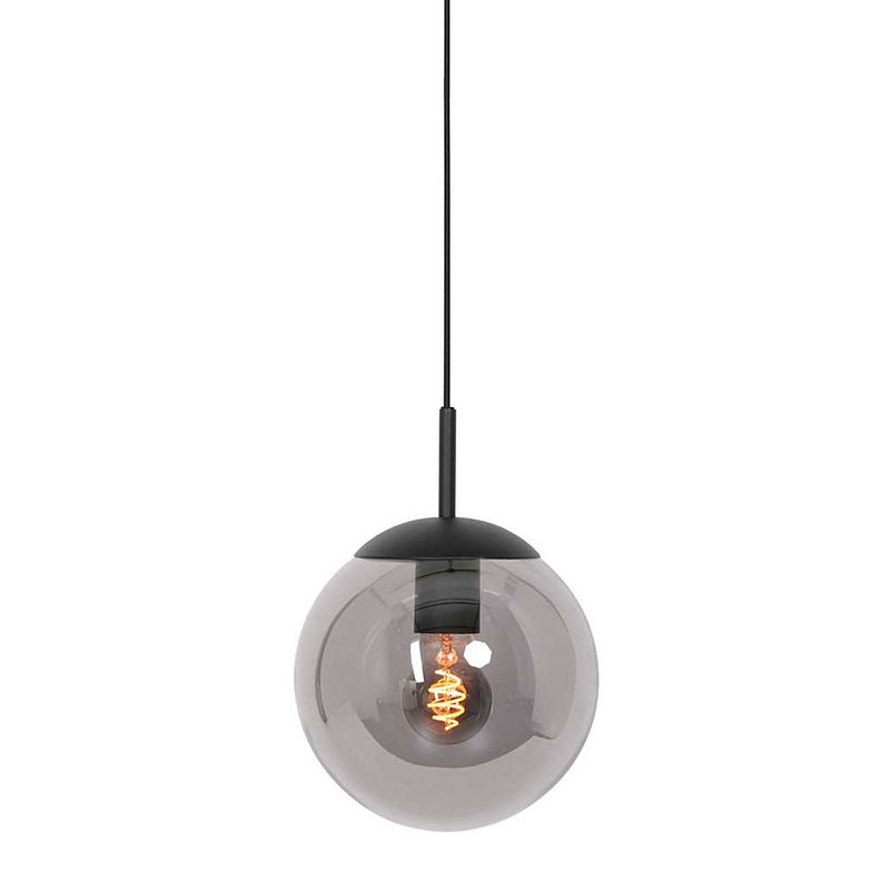 Foto van Steinhauer bollique hanglamp - in hoogte verstelbaar - e27 (grote fitting) - smokeglas en zwart