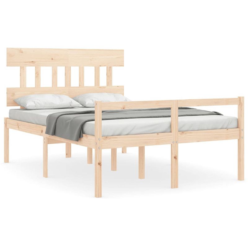 Foto van The living store bed massief grenenhout - double - 195.5 x 140.5 x 81 cm - multiplex lattenbodem