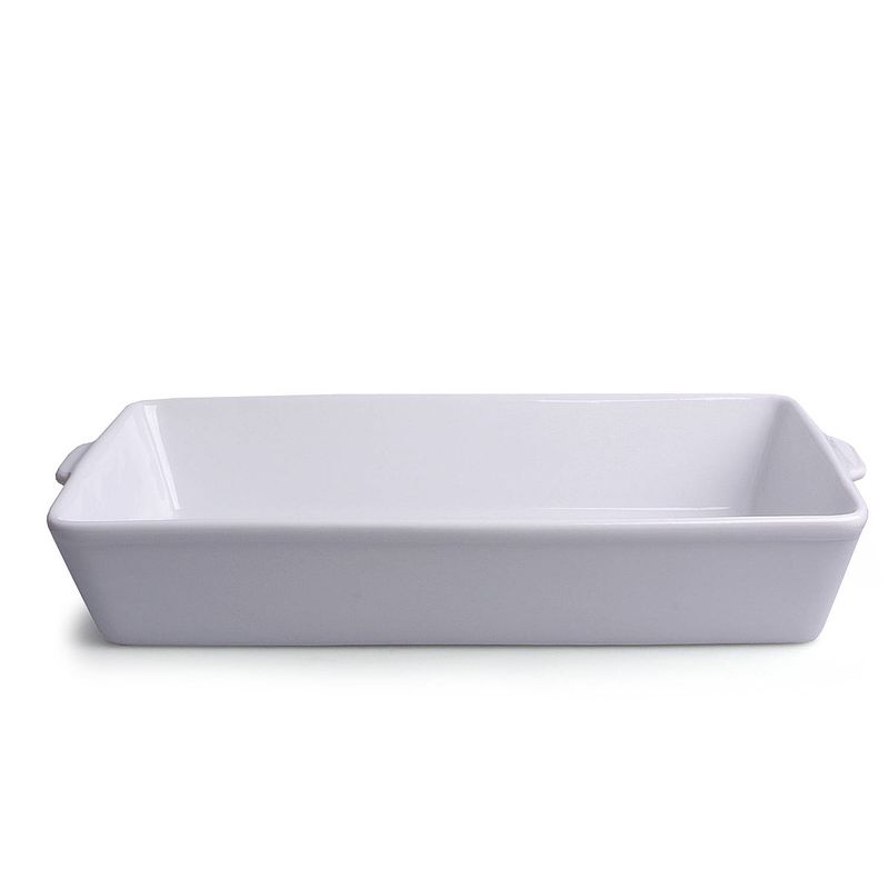 Foto van 1x witte ovenschalen/braadsledes van porselein 3.5 liter 33 x 19 cm rechthoekig - ovenschalen