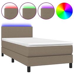 Foto van Vidaxl boxspring met matras en led stof taupe 80x200 cm