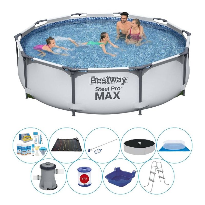 Foto van Bestway steel pro max rond 305x76 cm - deluxe zwembad pakket