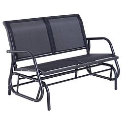 Foto van Tuinbank - schommelbank - schommelstoel - schommelstoel volwassenen - 2 zits - zwart