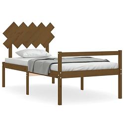 Foto van The living store bedframe grenenhout - massief - 105.5 x 205.5 cm - honingbruin