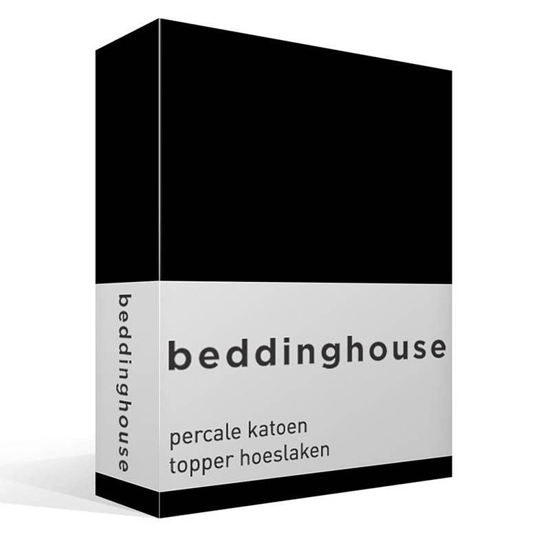 Foto van Beddinghouse percale katoen topper hoeslaken - 100% percale katoen - 2-persoons (140x200 cm) - black