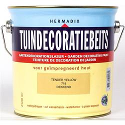 Foto van Hermadix - tuindecoratiebeits 718 tender yellow 2500 ml