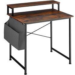 Foto van Tectake - bureau everett - 80 cm breed - met plank en organizer - computertafel - donkerbruin - 404662