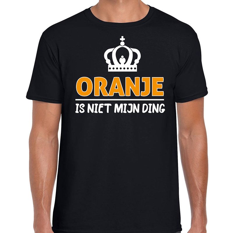 Foto van Koningsdag t-shirt - oranje is niet mijn ding - heren - zwart m - feestshirts