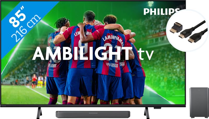 Foto van Philips 85pus8309 - ambilight (2024) + soundbar + hdmi kabel