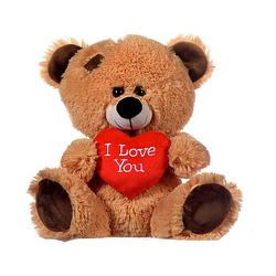 Foto van Pluche knuffel valentijn i love you bruin beertje 27 cm - knuffelberen