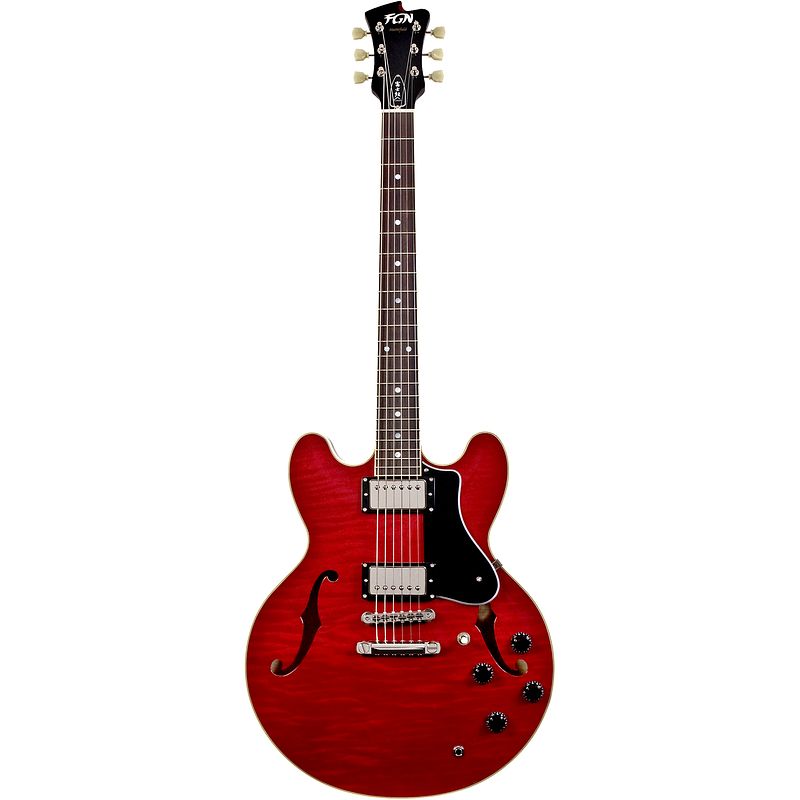 Foto van Fgn guitars masterfield semi msa-hp, cherry met koffer