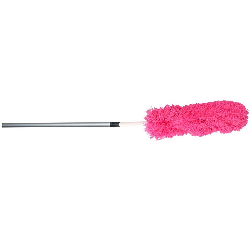 Foto van Plumeau/duster microvezel met telescoopsteel 75 - 150 cm roze - plumeaus