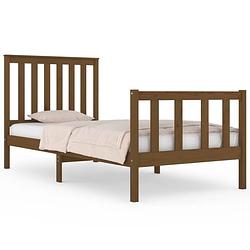 Foto van The living store houten bedframe - massief grenenhout - 195 x 80.5 x 69.5 cm - honingbruin