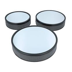 Foto van 4goodz set van 3 ronde metalen spiegels 22/26/30 cm - zwart