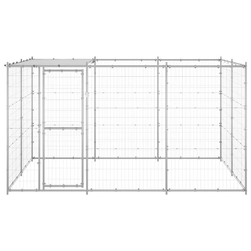 Foto van The living store hondenkennel - gegalvaniseerd staal - 330x220x180 cm - met dak en deur