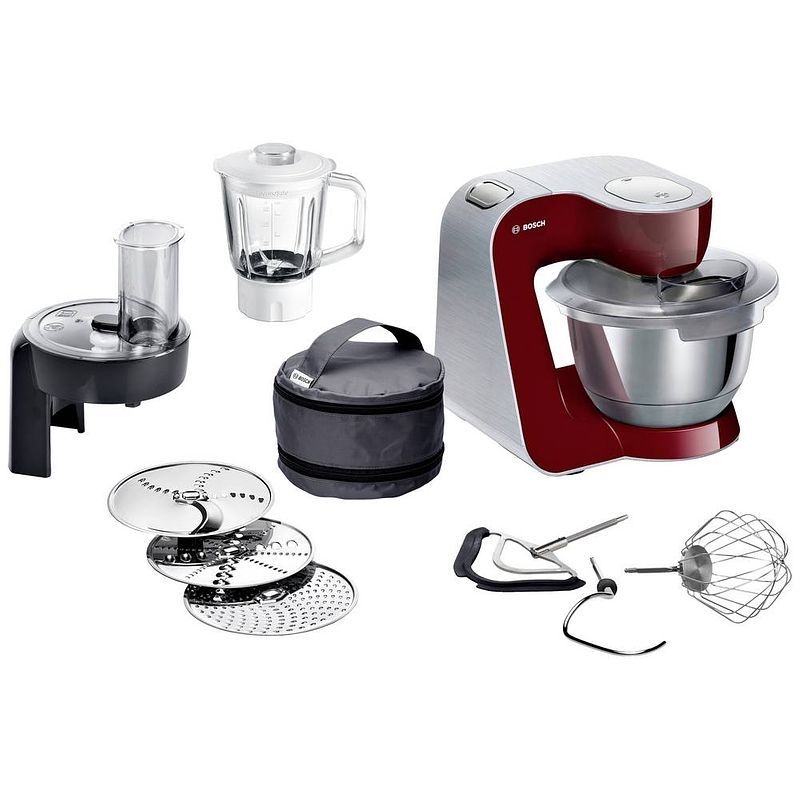 Foto van Bosch haushalt mum58cr60 foodprocessor 1000 w zilver, wijnrood