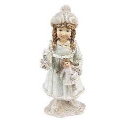 Foto van Clayre & eef beeld kind 19 cm beige groen kunststof kerstdecoratie beeld decoratie decoratieve accessoires beige