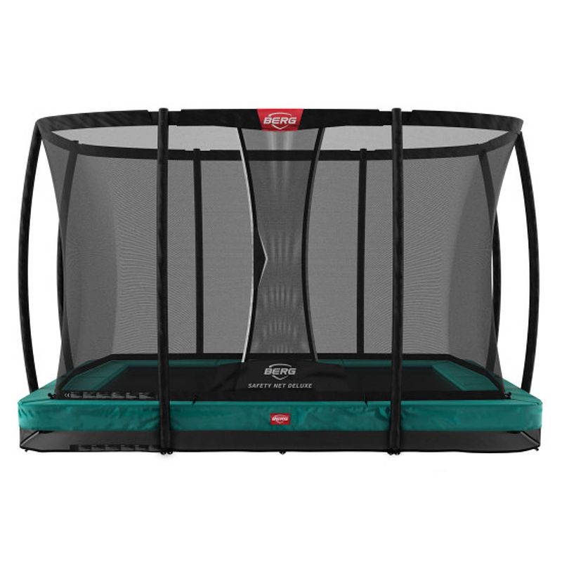 Foto van Berg trampoline ultim champion met veiligheidsnet - safetynet deluxe - inground - 330 x 220 cm - groen