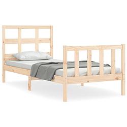 Foto van The living store grenenhouten bedframe - 195.5 x 95.5 x 100 cm - multiplex lattenbodem - functioneel hoofd- en