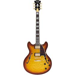 Foto van D'sangelico excel dc xt stoptail iced tea burst semi-akoestische gitaar