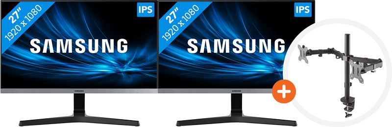 Foto van 2x samsung ls27r350fhu + newstar fpma-d550dblack