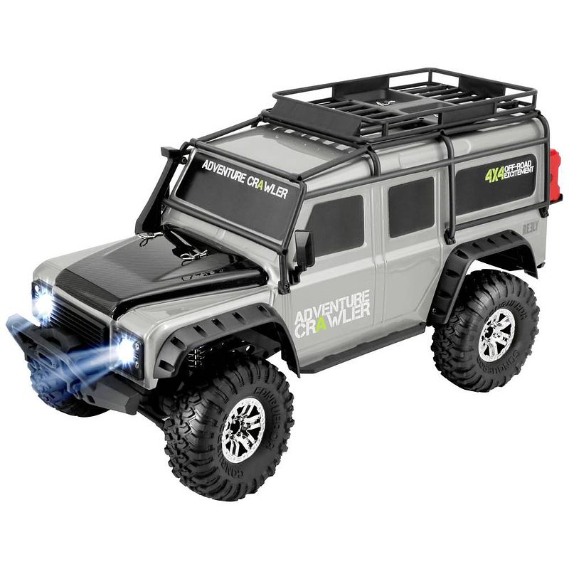 Foto van Reely adventure grijs brushed 1:10 rc auto elektro crawler 4wd rtr 2,4 ghz incl. accu, oplader en batterijen voor de zender